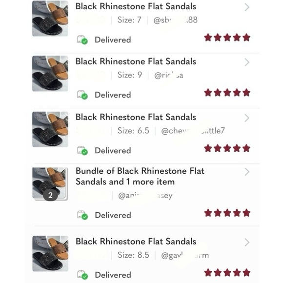 Black Rhinestone Flat Sandals - Picture 9 of 10